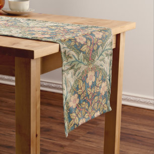 William Morris Rose Wreath Vintage Flowering Rose Long Table Runner