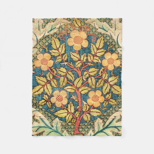 William Morris Rose Wreath (Zoomed) Throw Blanket (Front)