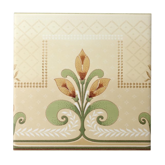 William Morris Row of Lilies Ceramic Tile (Front)