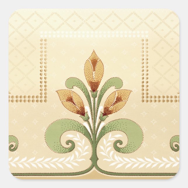 William Morris Row of Lilies  Square Sticker (Front)