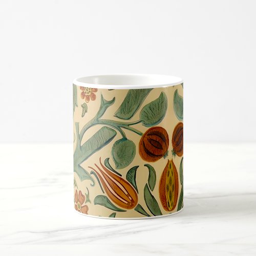 William Morris Sage Green Rust and Cream Floral Coffee Mug