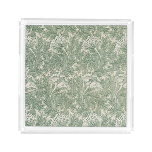 William Morris Sage Green Tulip Pattern: Vintage Acrylic Tray