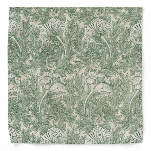 William Morris Sage Green Tulip Pattern: Vintage Bandana