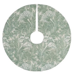 William Morris Sage Green Tulip Pattern: Vintage Brushed Polyester Tree Skirt