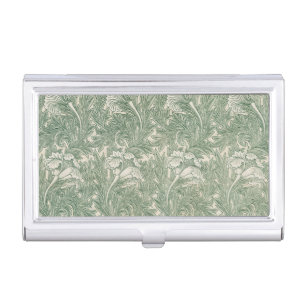 William Morris Sage Green Tulip Pattern: Vintage Business Card Case