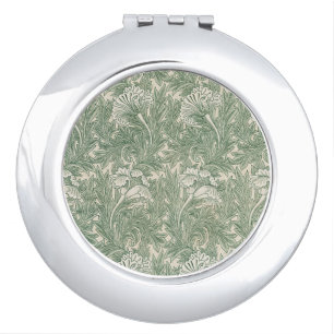 William Morris Sage Green Tulip Pattern: Vintage Compact Mirror