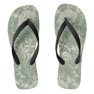 William Morris Sage Green Tulip Pattern: Vintage Flip Flops