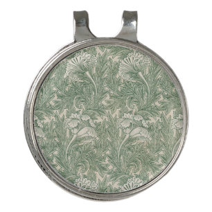 William Morris Sage Green Tulip Pattern: Vintage Golf Hat Clip