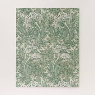 William Morris Sage Green Tulip Pattern: Vintage Jigsaw Puzzle