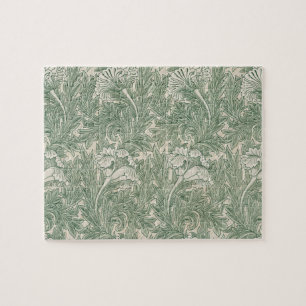 William Morris Sage Green Tulip Pattern: Vintage Jigsaw Puzzle
