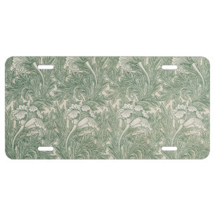 William Morris Sage Green Tulip Pattern: Vintage License Plate