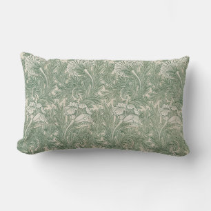 William Morris Sage Green Tulip Pattern: Vintage Lumbar Pillow
