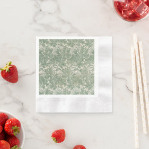 William Morris Sage Green Tulip Pattern: Vintage Napkins