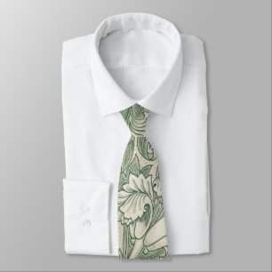 William Morris Sage Green Tulip Pattern: Vintage Neck Tie