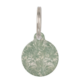 William Morris Sage Green Tulip Pattern: Vintage Pet ID Tag