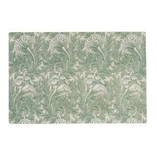 William Morris Sage Green Tulip Pattern: Vintage Placemat