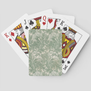 William Morris Sage Green Tulip Pattern: Vintage Poker Cards