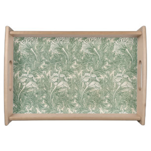 William Morris Sage Green Tulip Pattern: Vintage Serving Tray