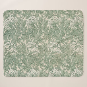 William Morris Sage Green Tulip Pattern: Vintage Sherpa Blanket