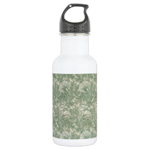 William Morris Sage Green Tulip Pattern: Vintage Stainless Steel Water Bottle