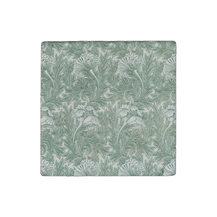 William Morris Sage Green Tulip Pattern: Vintage Stone Magnet