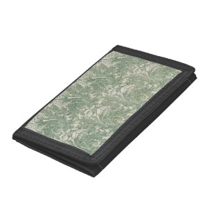 William Morris Sage Green Tulip Pattern: Vintage Tri-fold Wallet