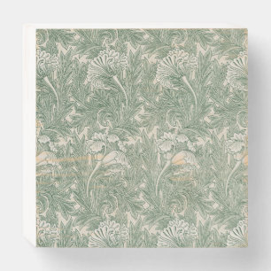 William Morris Sage Green Tulip Pattern: Vintage Wooden Box Sign