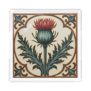 William Morris Scottish Thistle vintage floral Acrylic Tray