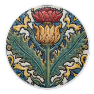 William Morris Scottish Thistle vintage floral Ceramic Knob