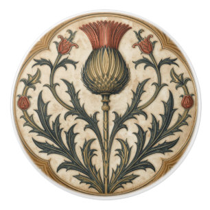 William Morris Scottish Thistle vintage floral Ceramic Knob