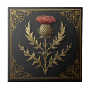 William Morris Scottish Thistle vintage floral Ceramic Tile