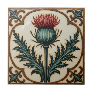 William Morris Scottish Thistle vintage floral  Ceramic Tile