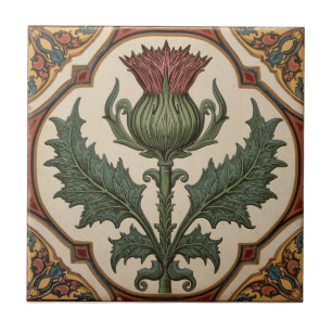 William Morris Scottish Thistle vintage floral Ceramic Tile