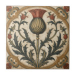 William Morris Scottish Thistle vintage floral  Ceramic Tile<br><div class="desc">Bring timeless elegance to your house with this William Morris-inspired floral Art Scottish Thistle vintage pattern. Featuring intricate leaves and blossoms in earthy tones against a deep background, this design captures the beauty and craftsmanship of classic 19th-century decorative arts. Perfect for home offices, or as a thoughtful gift for art...</div>
