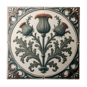 William Morris Scottish Thistle vintage floral Ceramic Tile