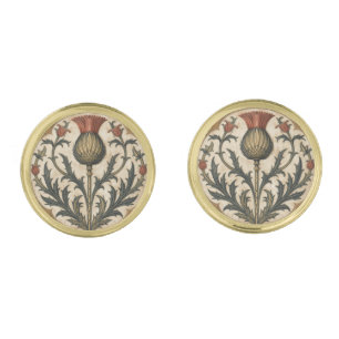 William Morris Scottish Thistle vintage floral Cufflinks