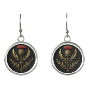 William Morris Scottish Thistle vintage floral  Earrings