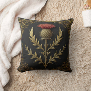 William Morris Scottish Thistle vintage floral Throw Pillow