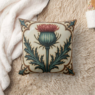 William Morris Scottish Thistle vintage floral Throw Pillow