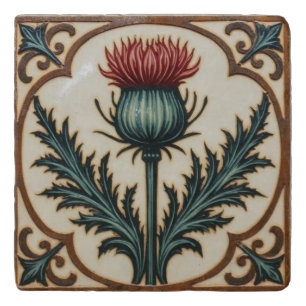 William Morris Scottish Thistle vintage floral  Trivet