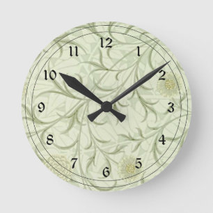 William Morris - Scroll and Flower Neutral Round Clock