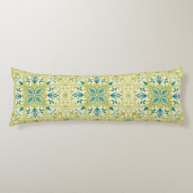 William Morris Seamless Ceiling Lime Green Pattern Body Pillow (Front)