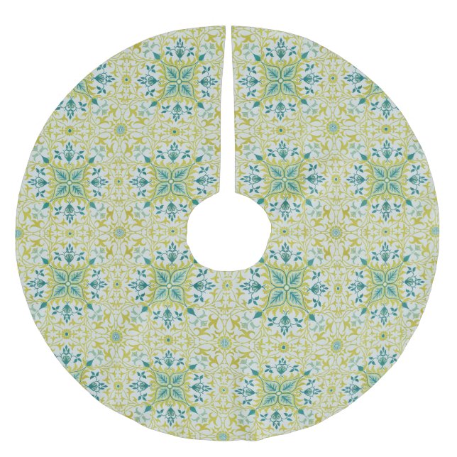 William Morris Seamless Ceiling Lime Green Pattern Brushed Polyester Tree Skirt (Front)