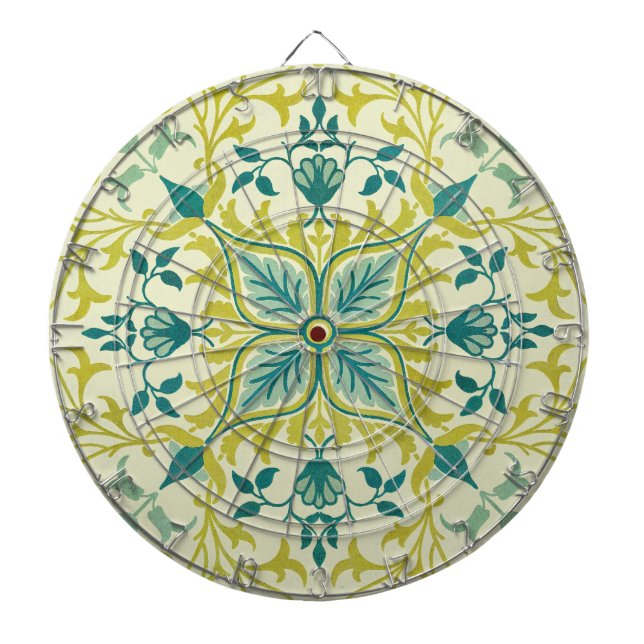 William Morris Seamless Ceiling Lime Green Pattern Dart Board (Front)