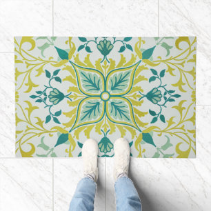 William Morris Seamless Ceiling Lime Green Pattern Doormat