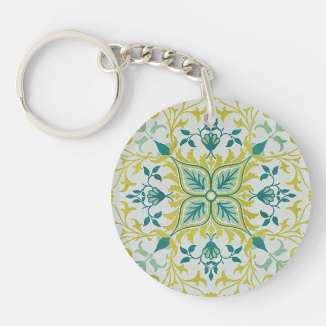 William Morris Seamless Ceiling Lime Green Pattern Keychain (Front)