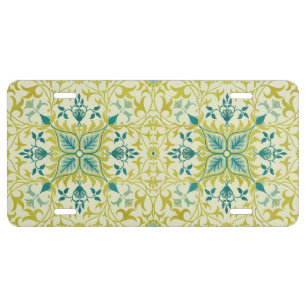 William Morris Seamless Ceiling Lime Green Pattern License Plate