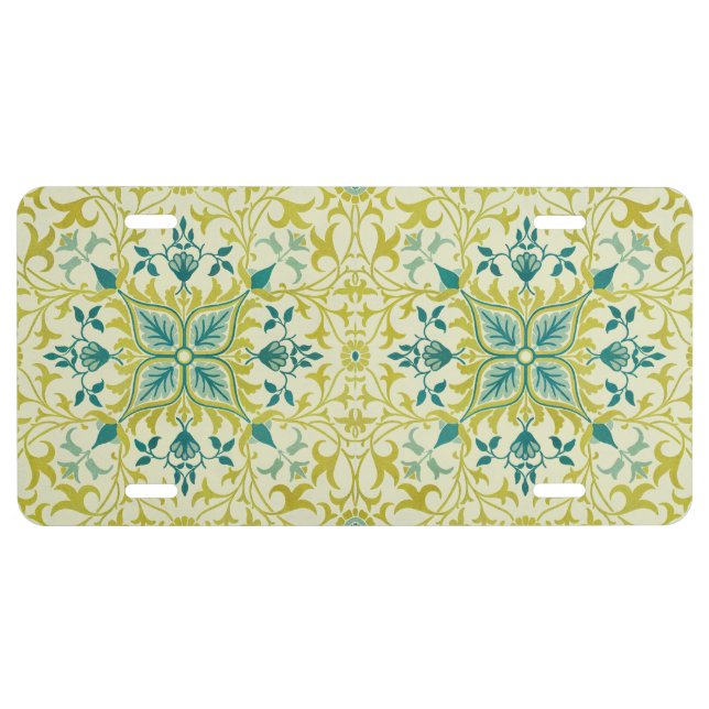 William Morris Seamless Ceiling Lime Green Pattern License Plate (Front)