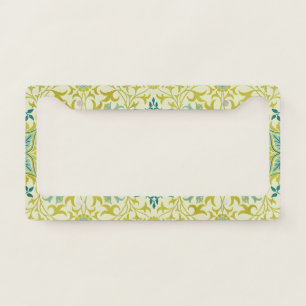 William Morris Seamless Ceiling Lime Green Pattern License Plate Frame