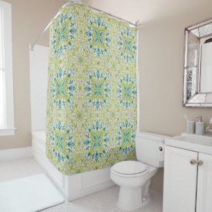 William Morris Seamless Ceiling Lime Green Pattern Shower Curtain